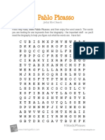 Picasso Word Search Worksheet