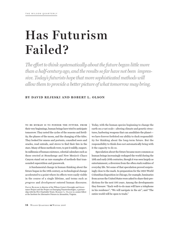 Evaluating the Failures of Futurism | PDF | Scenario Planning | Rand ...