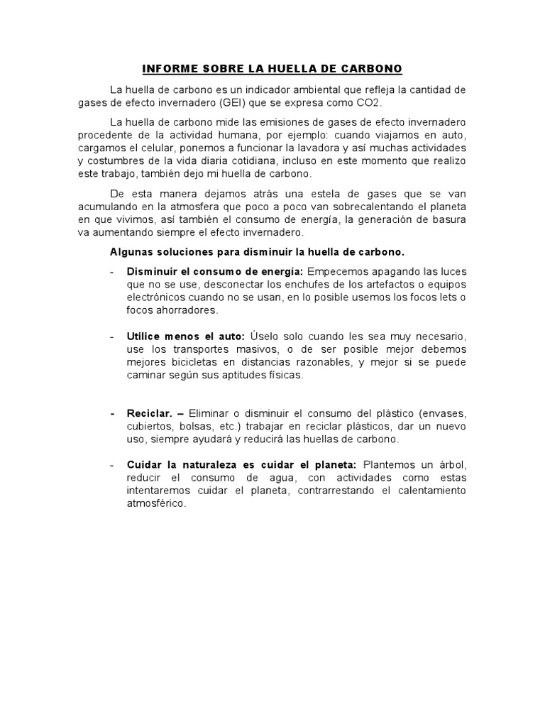 Informe Sobre La Huella de Carbono | PDF