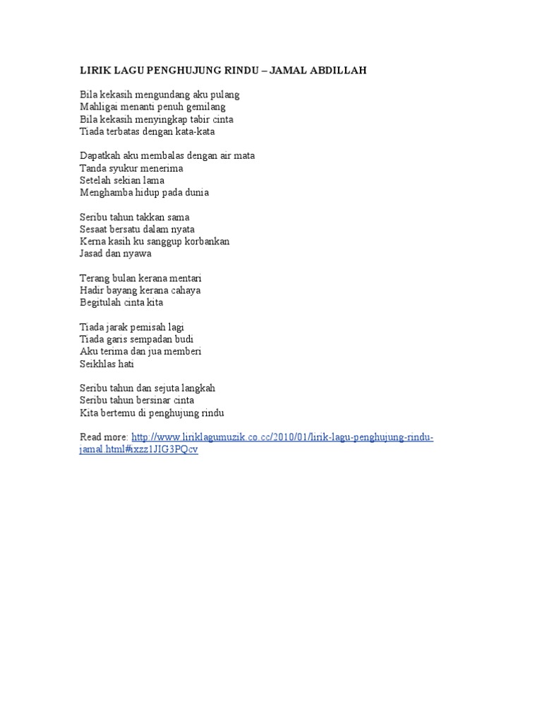 Lirik Lagu Penghujung Rindu Pdf