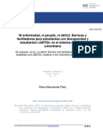 Ni Enfermedad, Ni Pecado, Ni Déficit. Barreras y Facilitadores para Estudiantes Con Discapacidad y Estudiantes LGBTIQ+ en El Sistema Educativo Colombiano