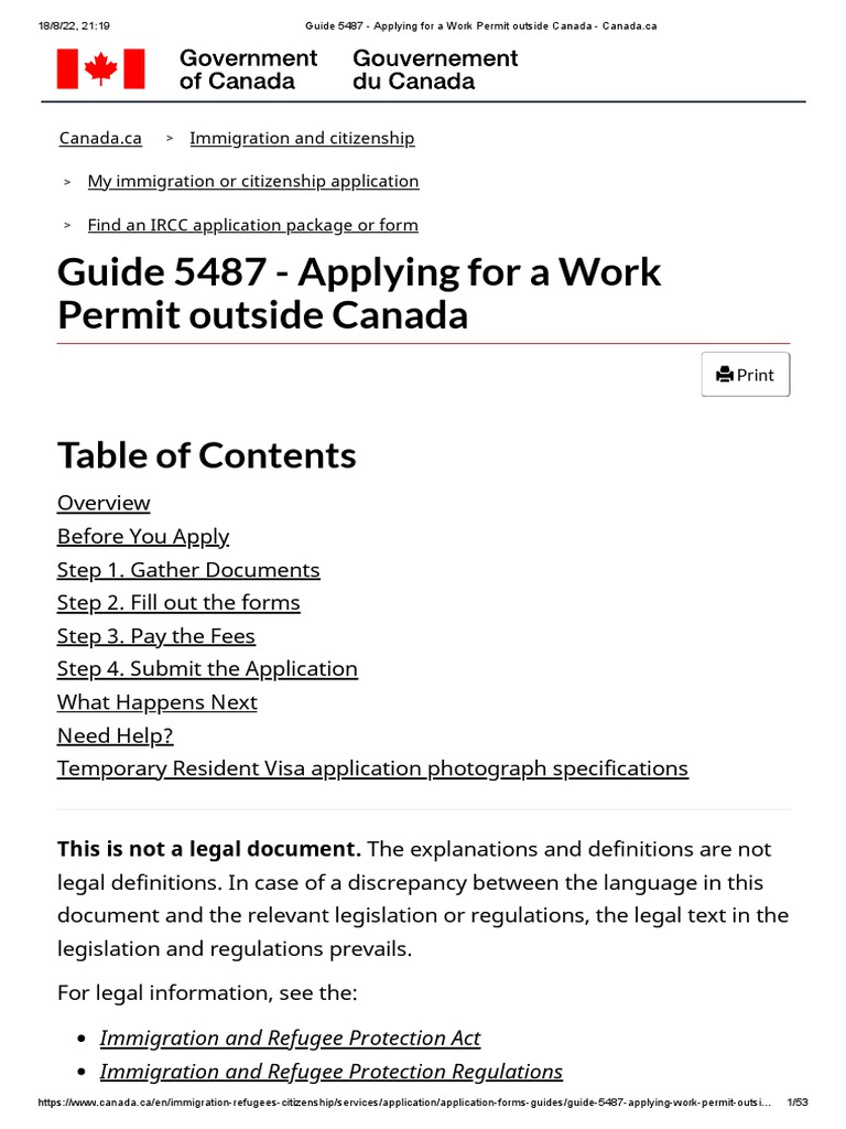 Document Checklist For Open Work Permit Outside Canada