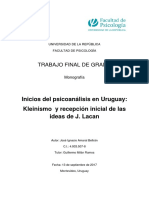 El Kleinismo y la recepción inicial de Lacan en Uruguay