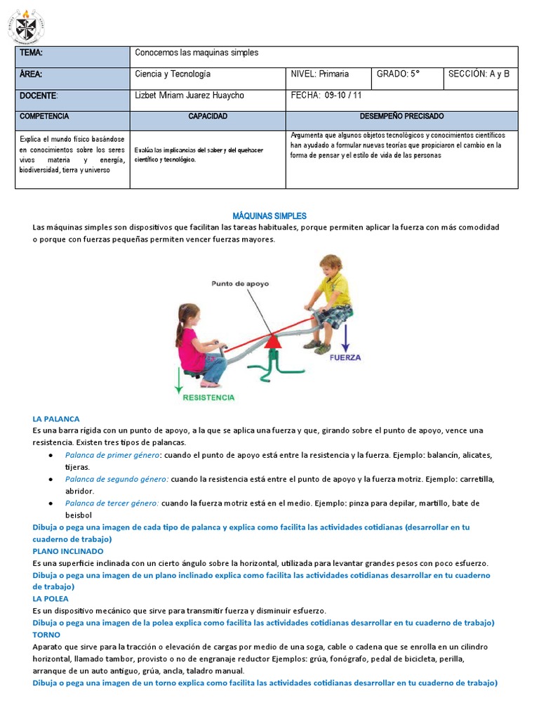 Máquinas Simples Pdf Palanca Máquinas