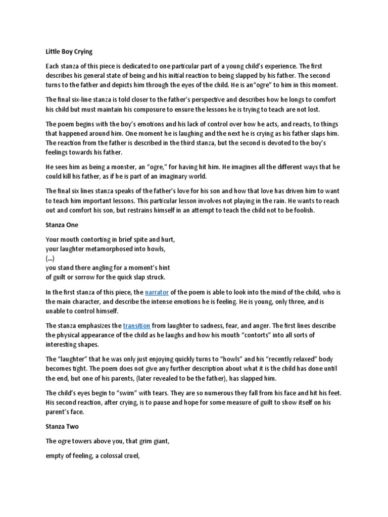Little Boy Crying PDF Anger Laughter