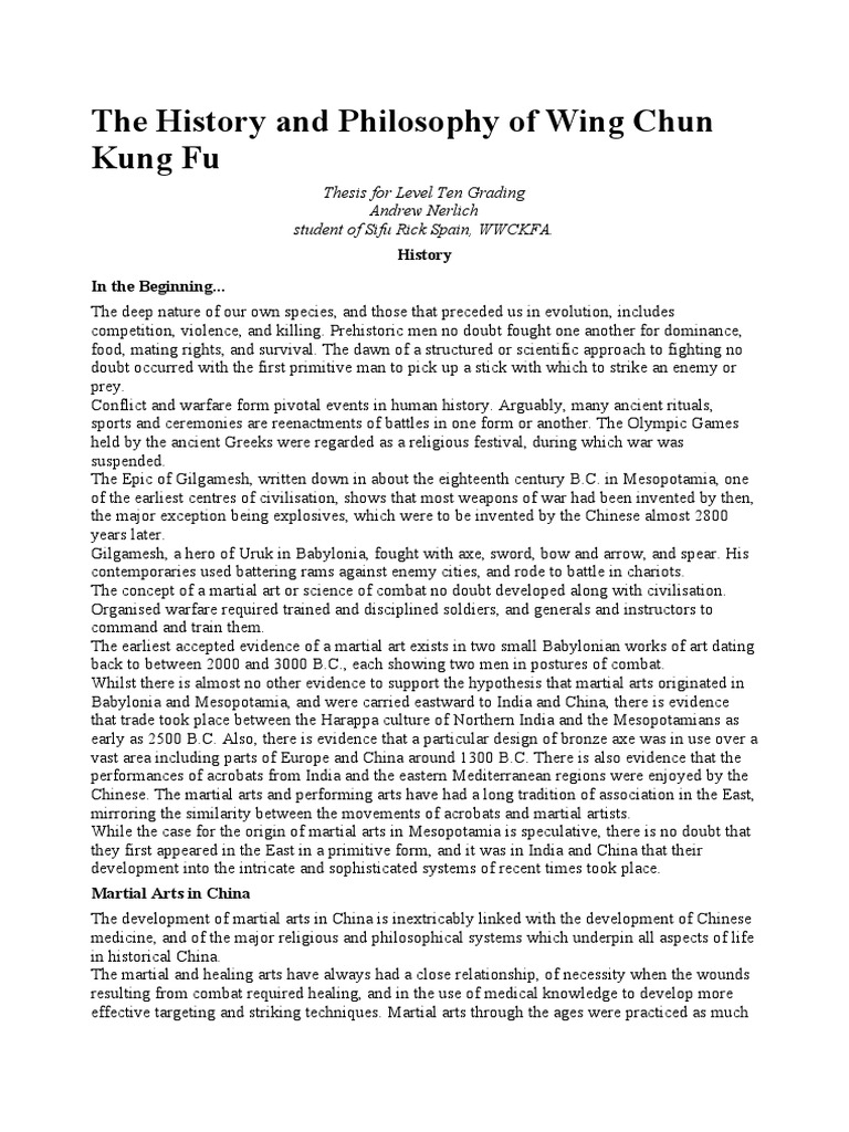 The History and Philosophy of Wing Chun Kung Fu | PDF | Chinese Martial ...