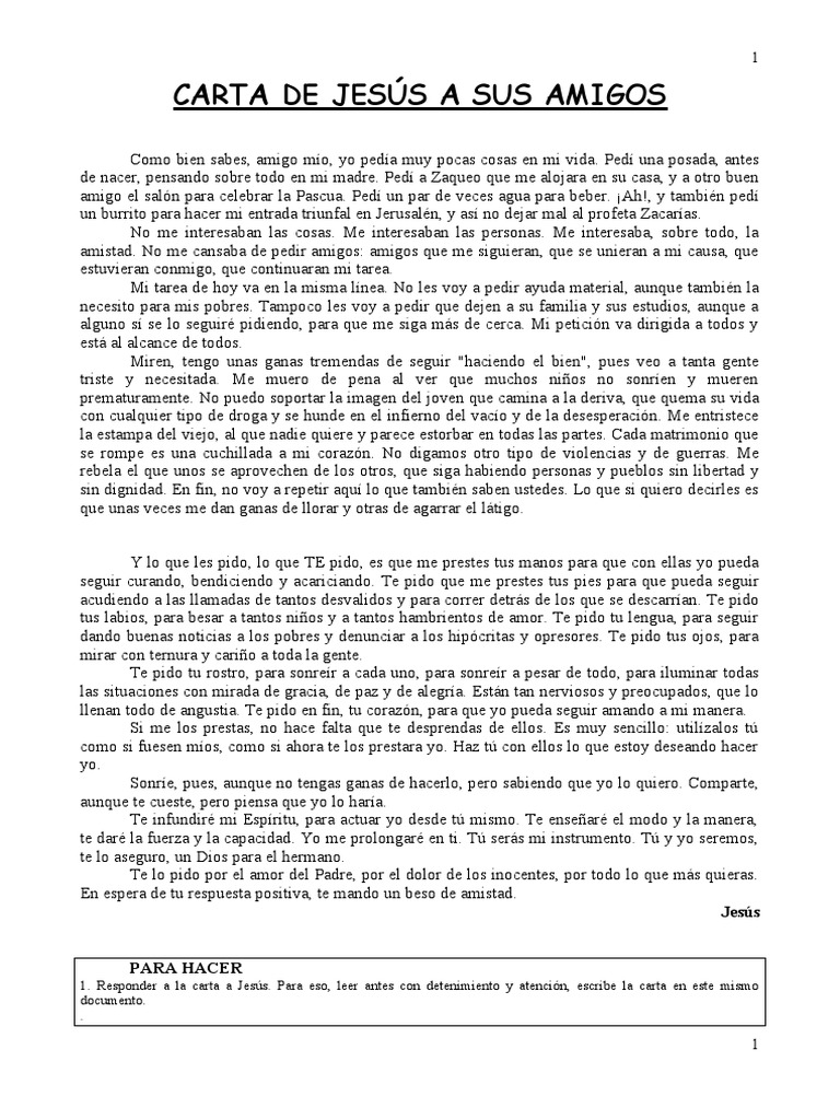 Carta de Jesús A Sus Amigos PDF