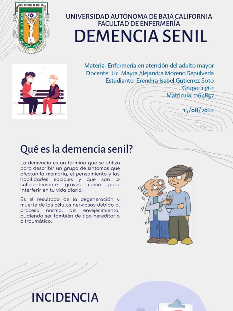 Demencia senil causas, síntomas, diagnóstico y tratamiento PDF