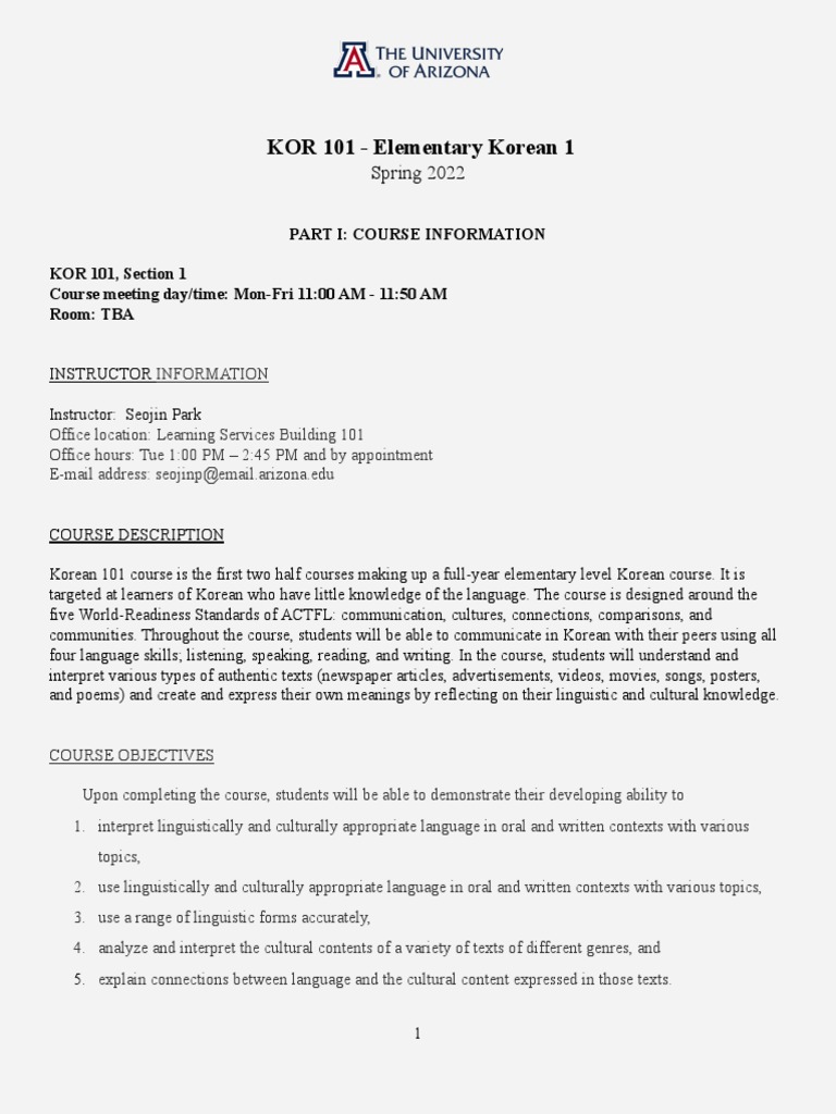 K101 seojin park syllabus pdf learning linguistics