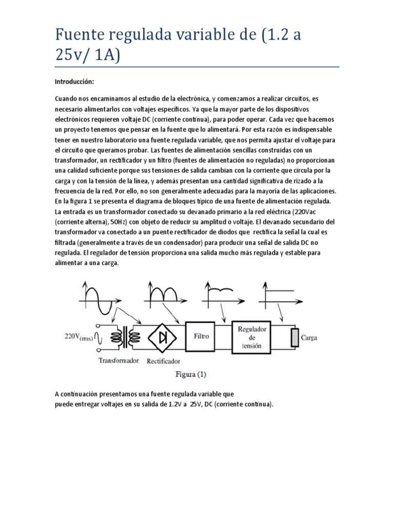 Fuente Regulada Variable de | PDF | Fuente de alimentación | Rectificador