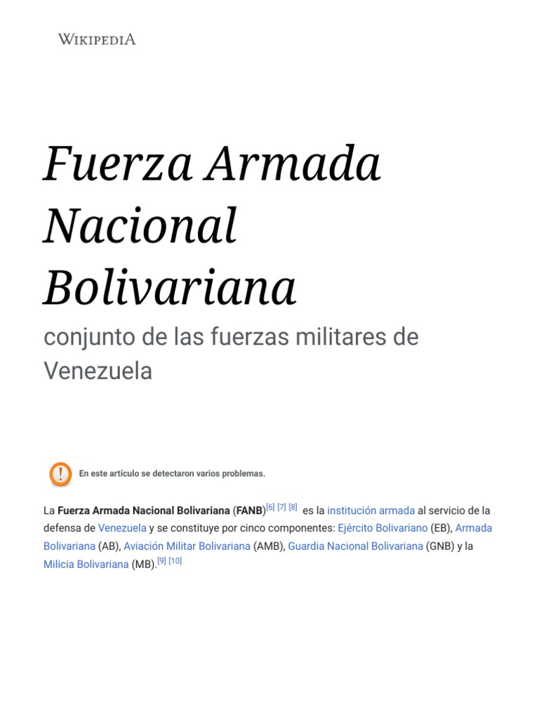 La Fuerza Armada Nacional Bolivariana: Estructura y Funciones de las ...