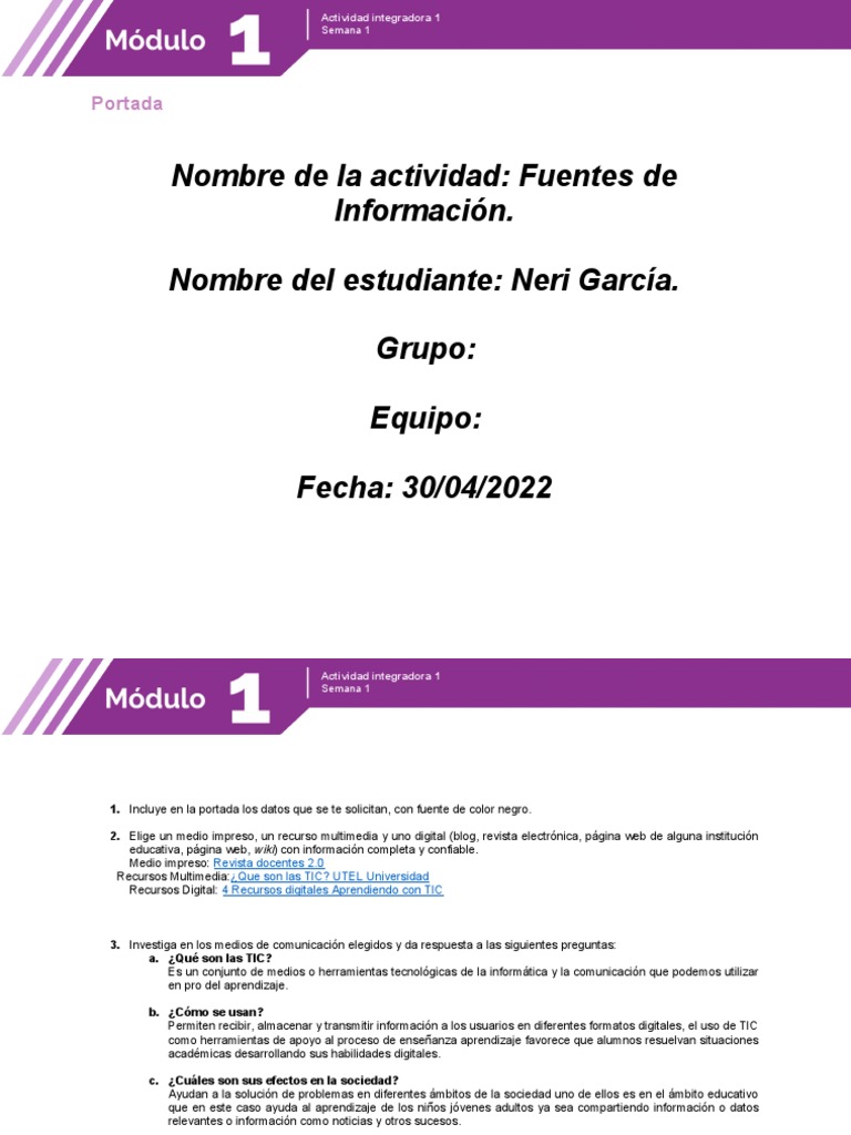 Fuentes de Información y TIC en Educación | PDF | Tecnología de ...