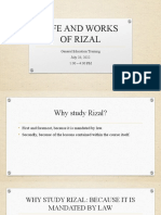 GENED TRAINING IN LIFE AND WORKS OF RIZAL