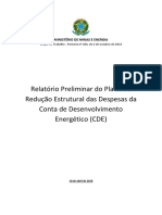 Relatório Preliminar do Plano de Redução Estrutural das Despesas da Conta de Desenvolvimento Energético (CDE) - MME