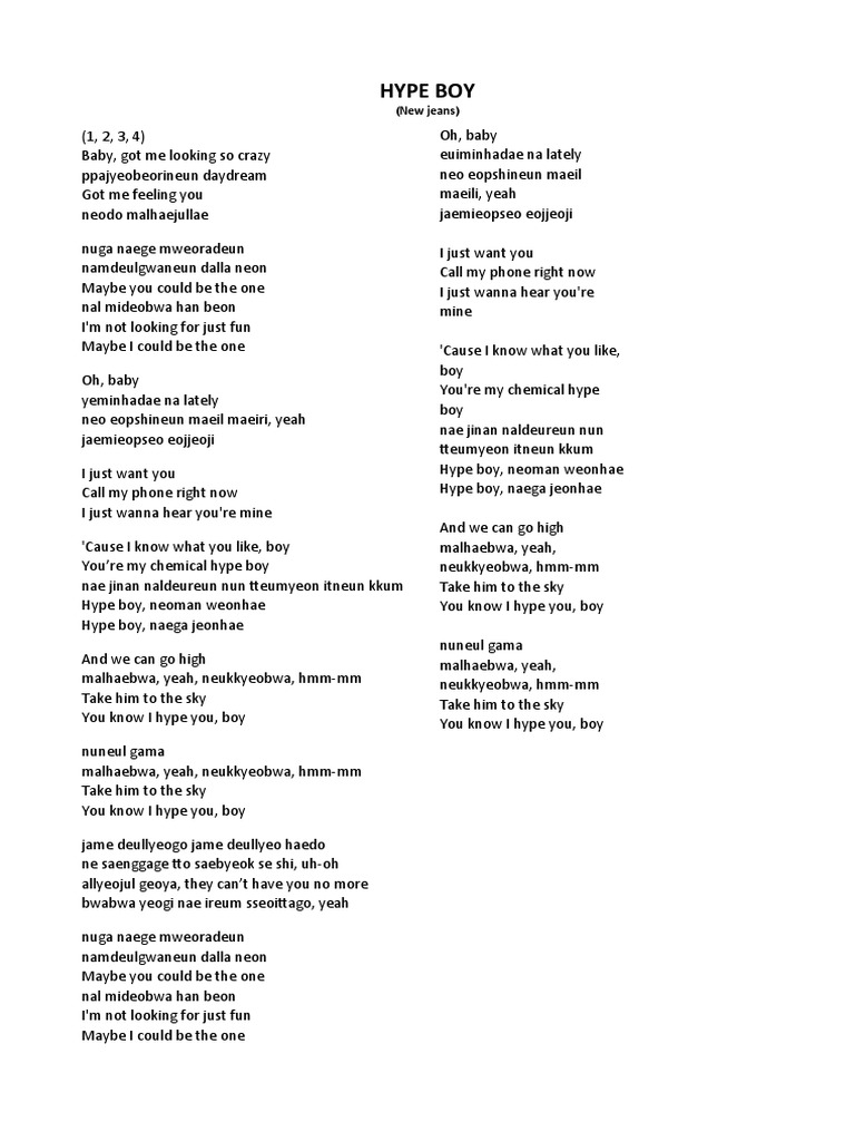 Hype Boy Lyrics by New Jeans | PDF