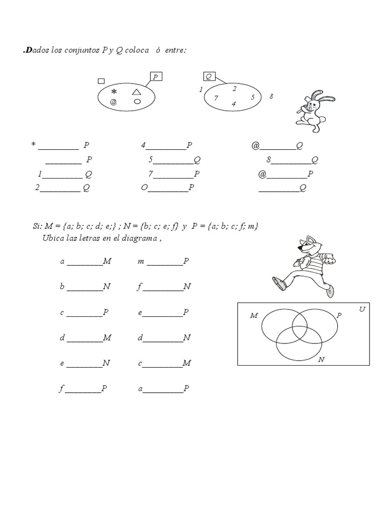 Ejercicios de Conjuntos para 4to Grado | PDF | Conjunto (Matemáticas ...