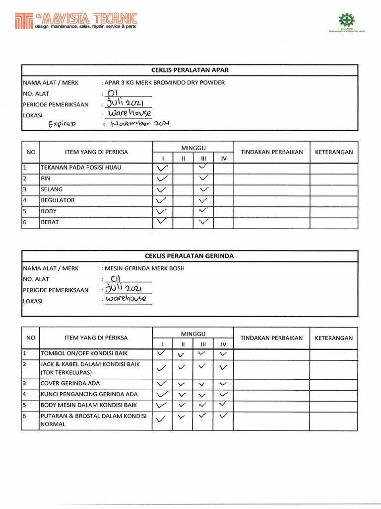 Inspeksi Peralatan Pdf