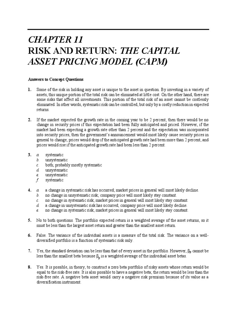 CAPM Insights for Finance Students | PDF | Capital Asset Pricing Model ...
