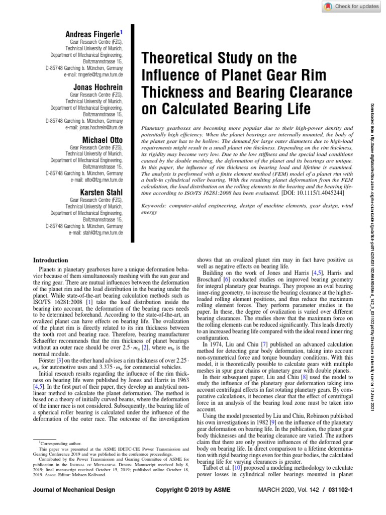 Theoretical Study On The Influence of Planet Gear Rim Thickness and ...