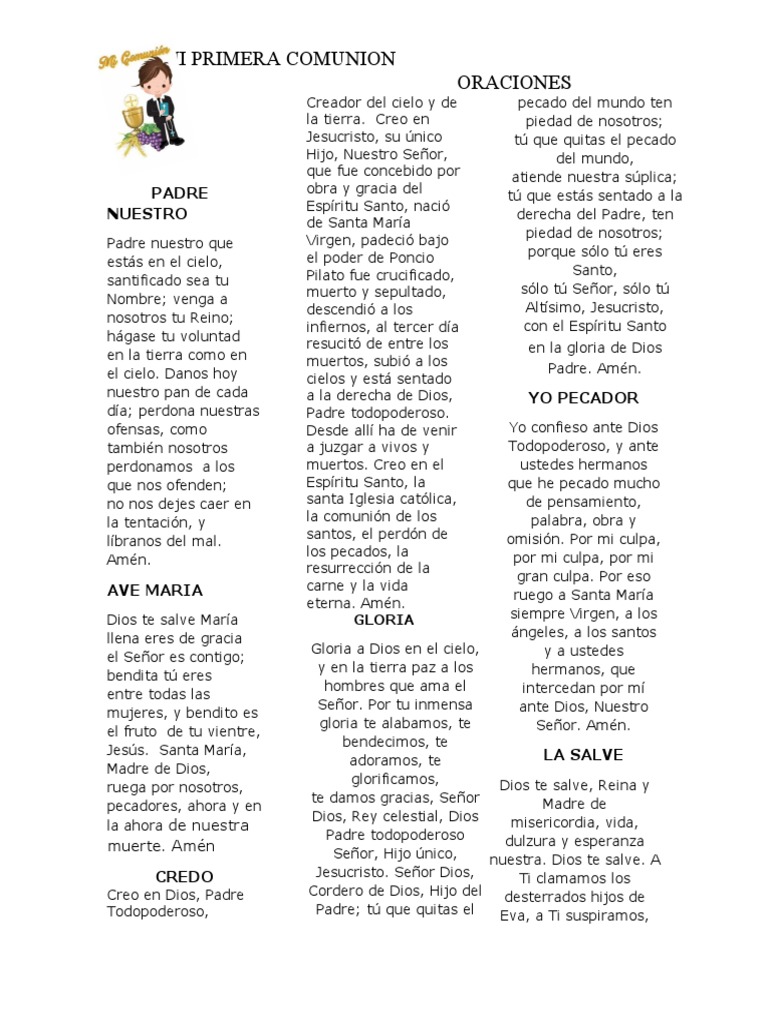 Oraciones para la Primera Comunión | PDF | María, madre de Jesús | Oración