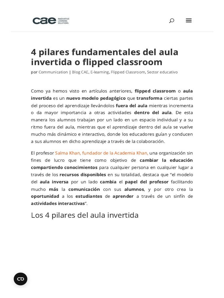 4 Pilares Fundamentales Del Aula Invertida o Flipped Classroom - CAE ...