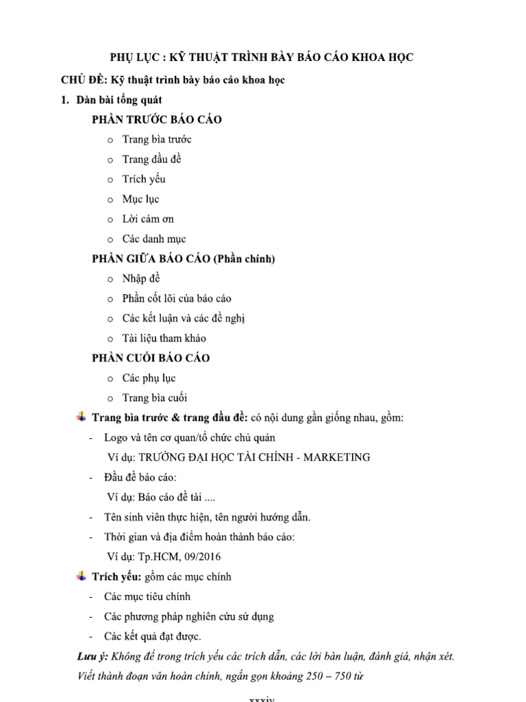 CÁCH TRÌNH BÀY BÁO CÁO KHOA HỌC | PDF