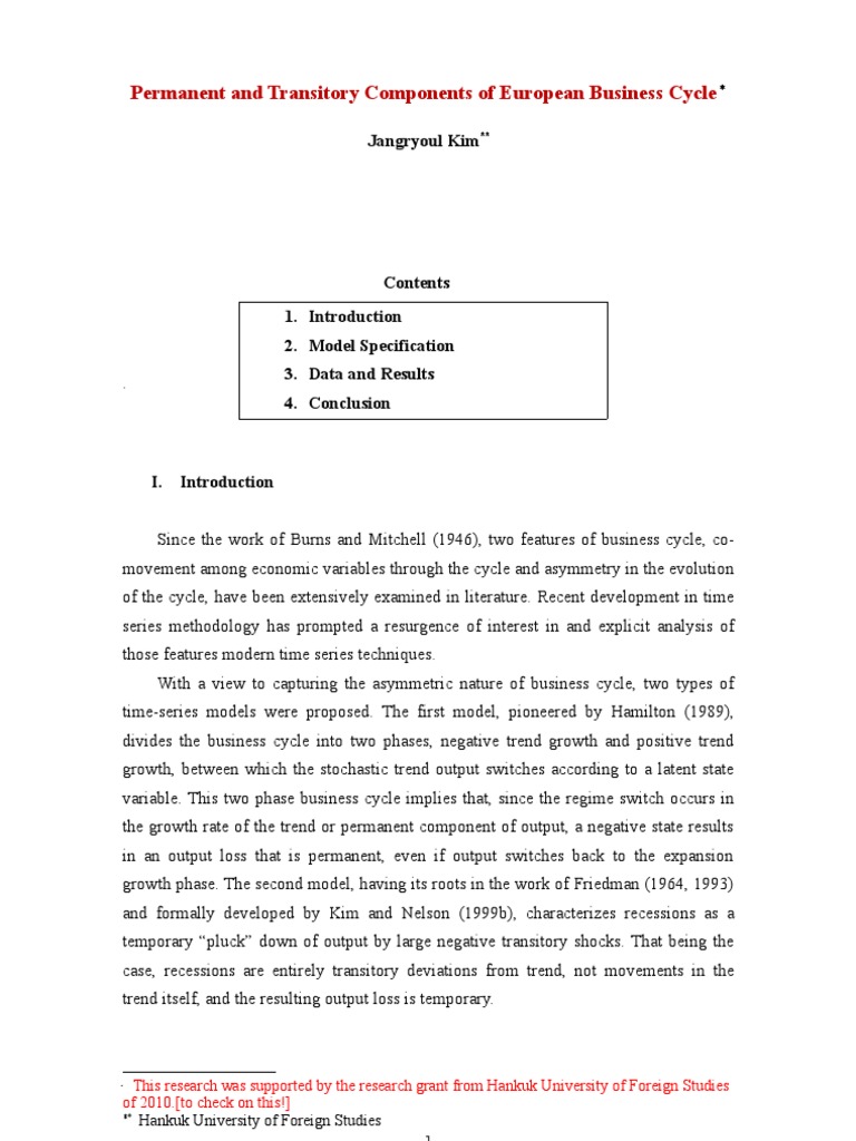 Permanent and Transitory Components of European Business Cycle | PDF ...