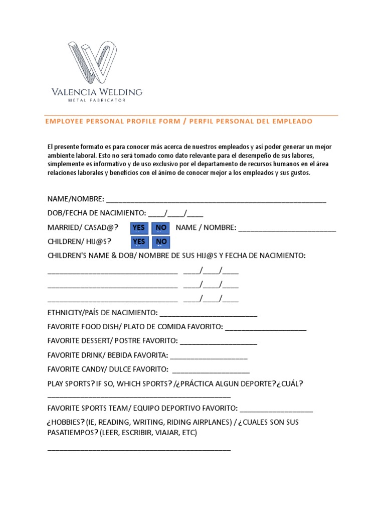 Employee Personal Profile Form (1) 29 | PDF