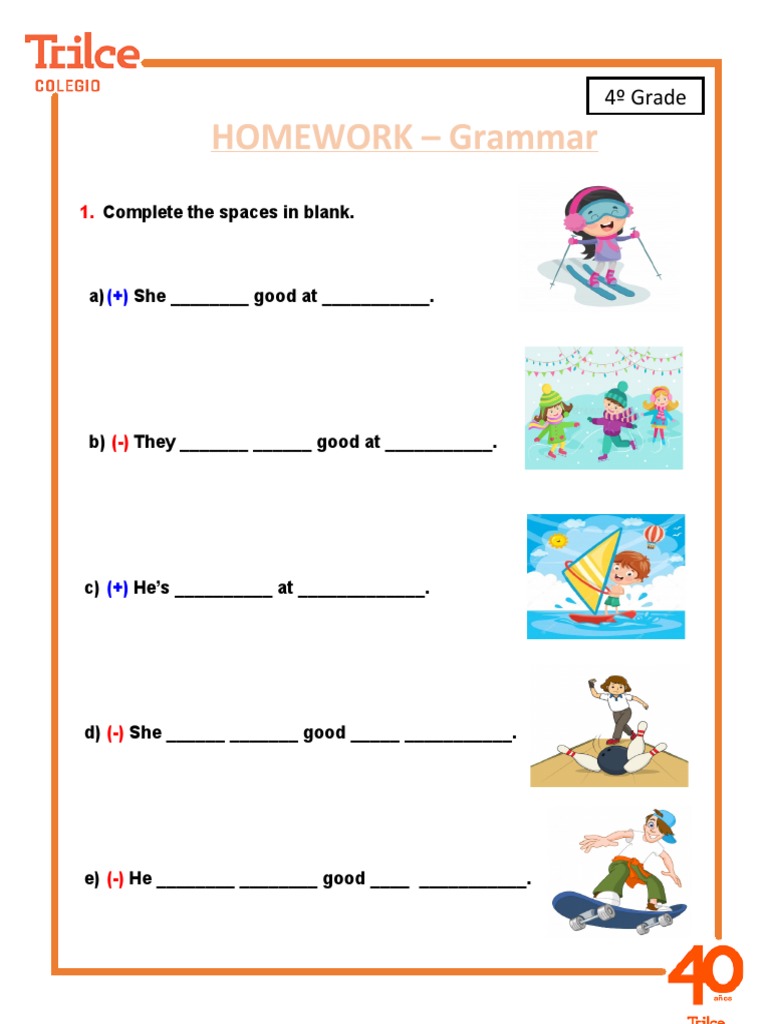 homework grammar worksheets