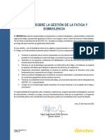 Política Sobre La Gestión de La Fatiga y Somnolencia