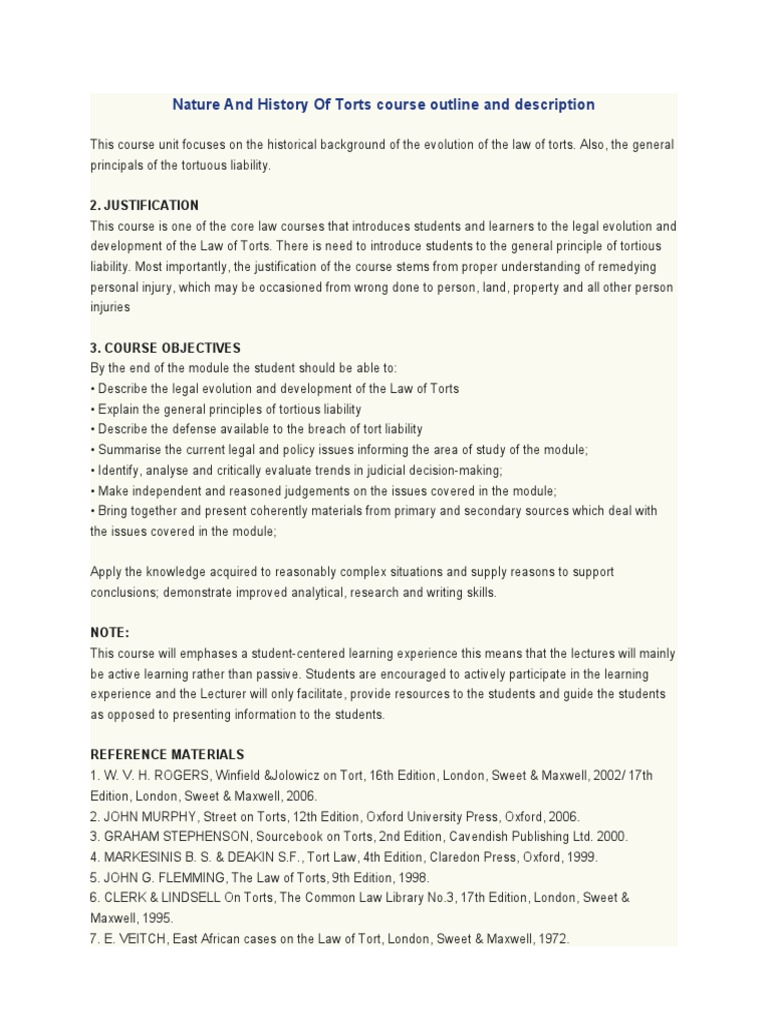 Evolution and Principles of Tort Law | PDF | Conversion (Law) | Defamation