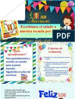 Escribimos Un Saludo A Nuestra Escuela.