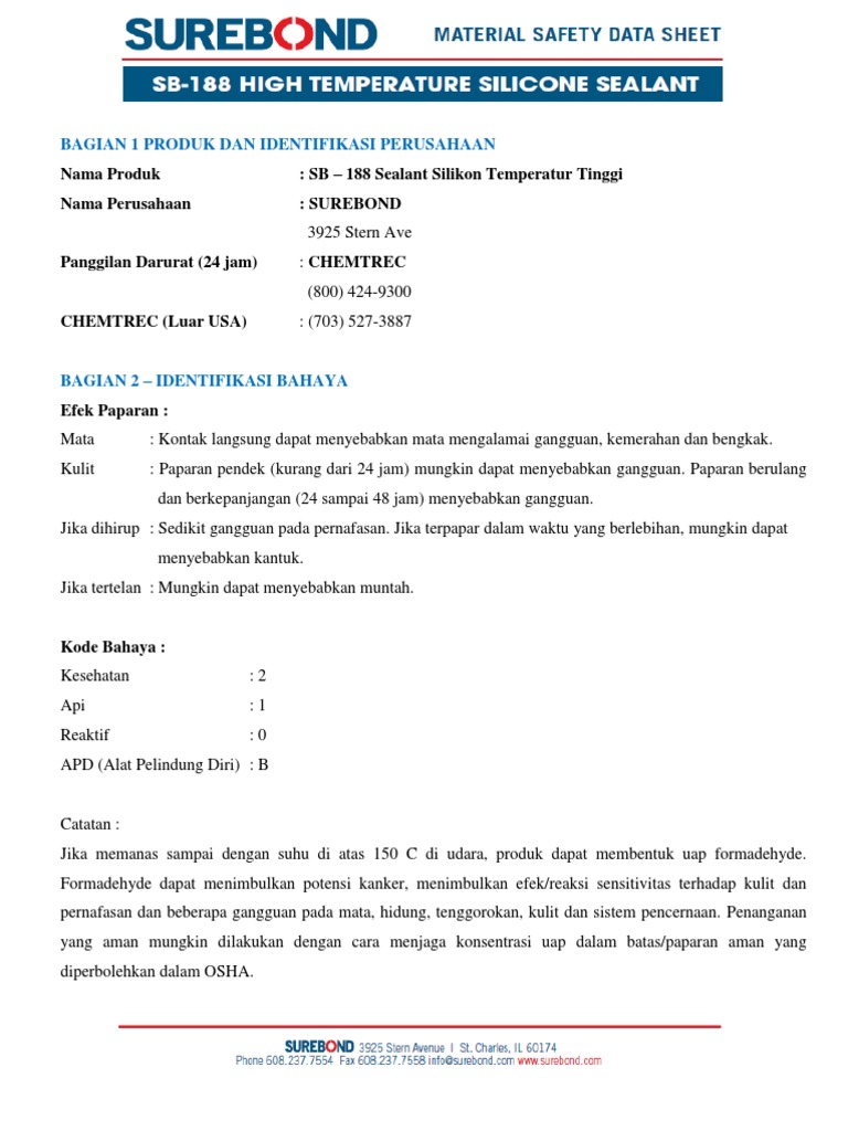MSDS Silicon Sealant PDF