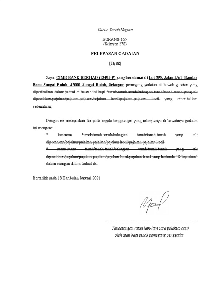 Borang 16N - Discharge of Charge | PDF