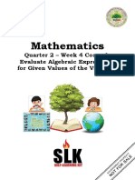 Math 7 Q2 WK4 Comp1 EvaluateAlgebraicExpressionsForGivenValuesOfTheVariables v0.1