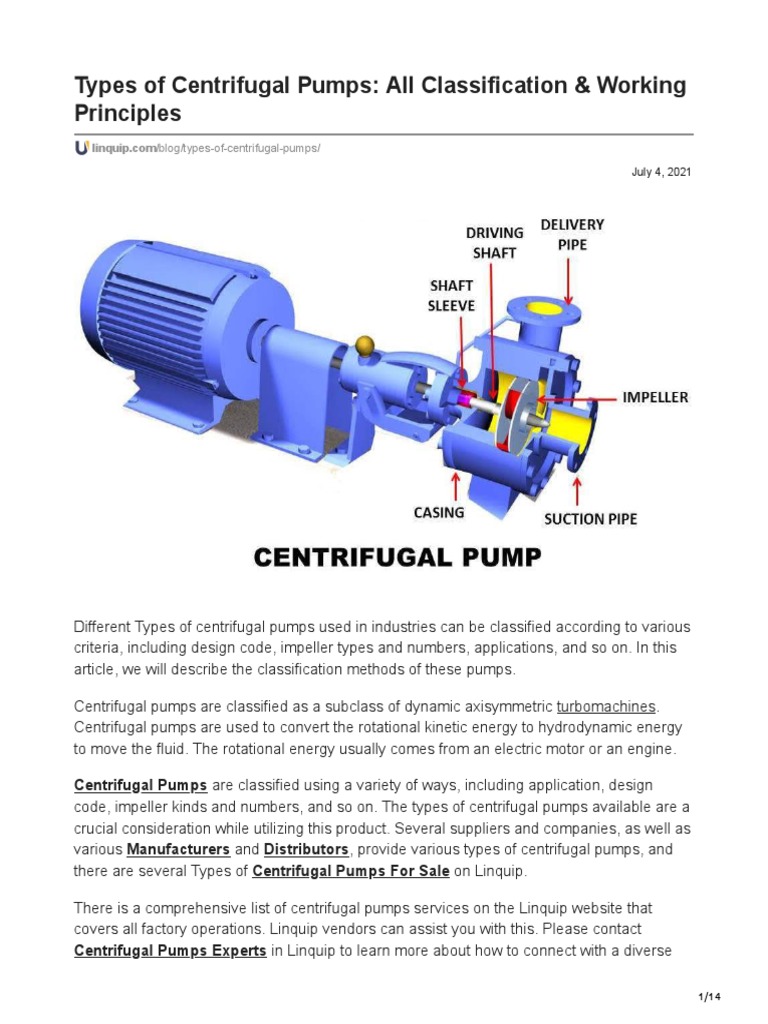 Types and Classifications of Centrifugal Pumps | PDF | Pump | Chemical ...