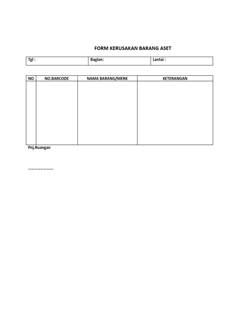 Form Kerusakan Barang Aset | PDF