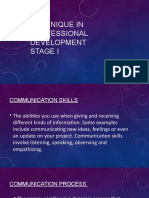 Technique in Professional Development Stage I 1