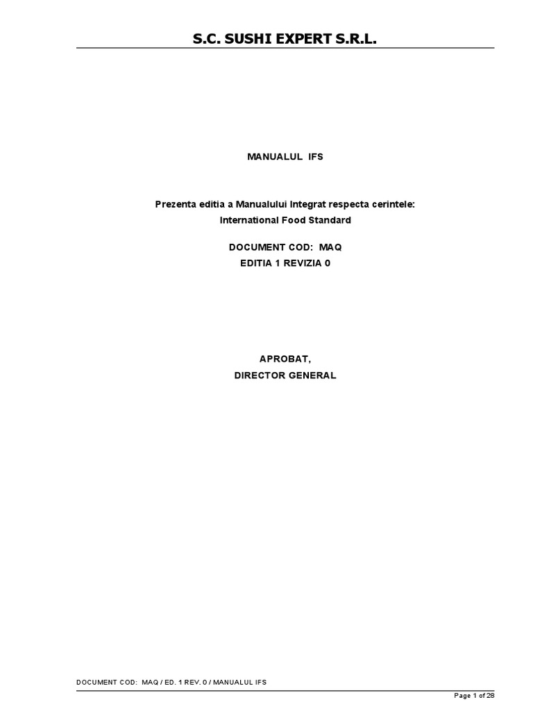 MAQ Manualul IFS | PDF