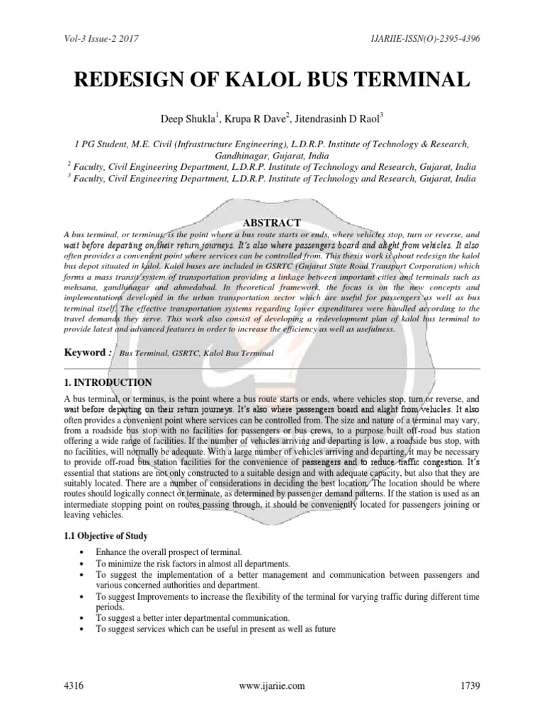 REDESIGN OF KALOL BUS TERMINAL Ijariie4316 PDF Transport Bus