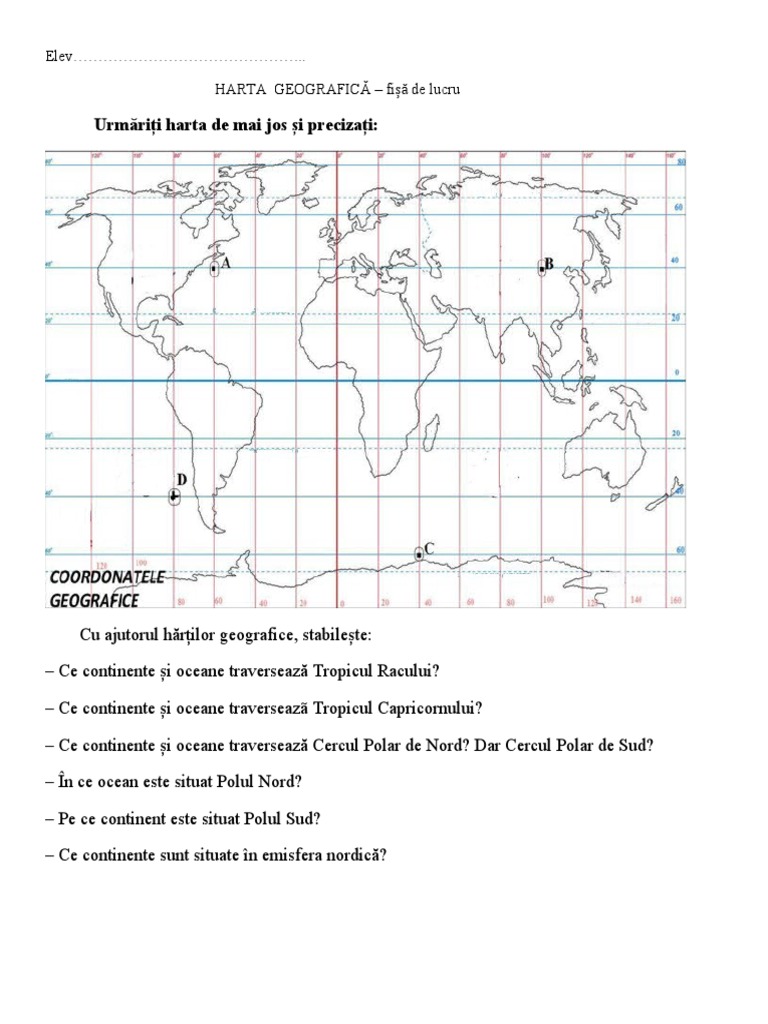 Harta Geografică-Fișă de Lucru | PDF