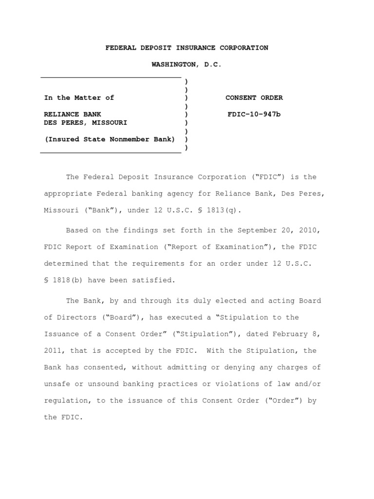 Federal Deposit Insurance Corporation Washington, D.C | PDF | Federal ...