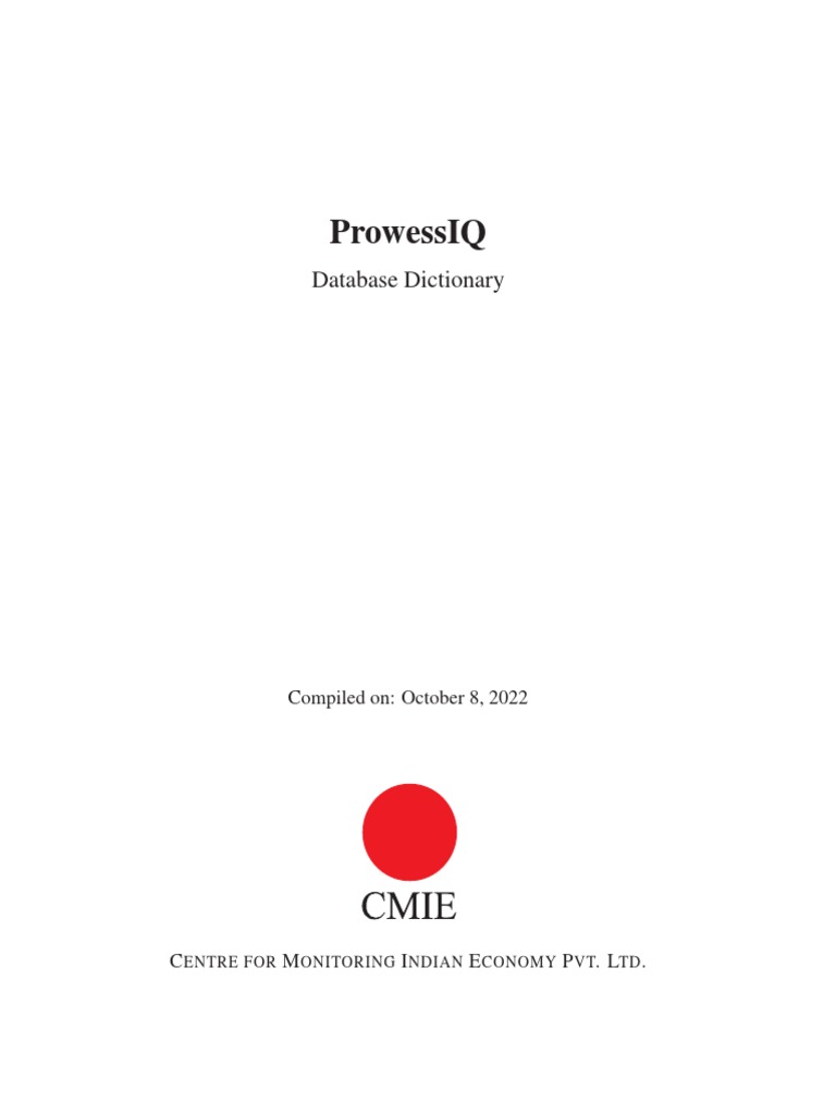 Prowessiq Data Dictionary Pdf Investor Institutional Investors