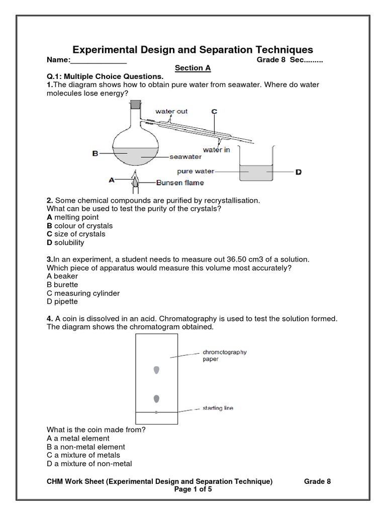 WS Experimental Design and Separation Techniques | PDF | Chromatography ...