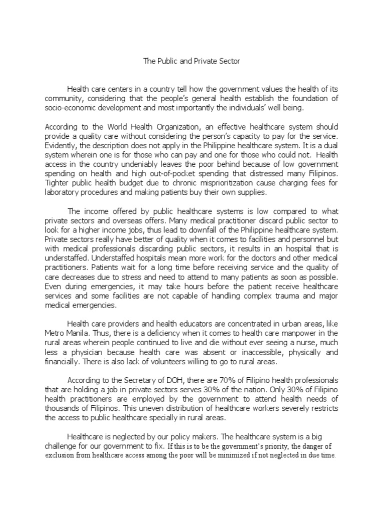 The Public and Private Sector in Healthcare | PDF | Health Care ...