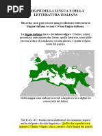 ORIGINI DELLA LETTERATURA ITALIANA
