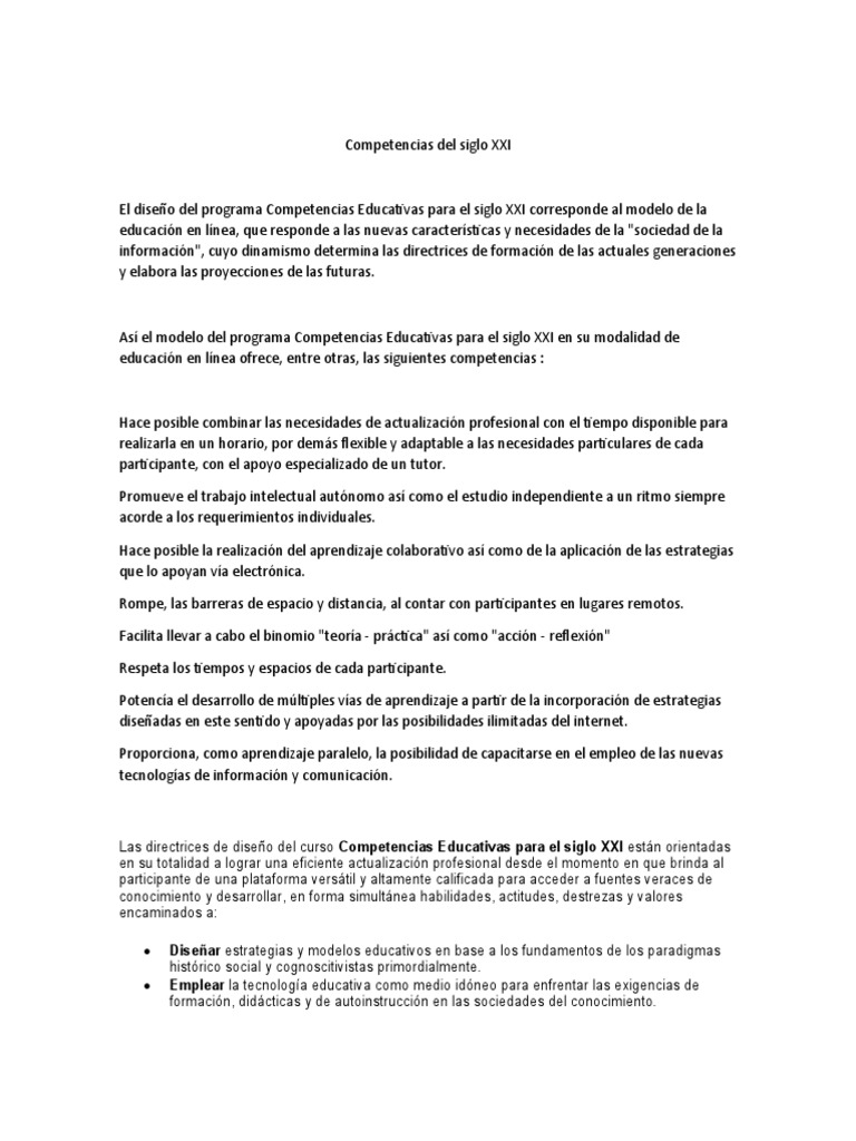 Habilidades del Siglo XXI en Educación | PDF | Aprendizaje | Tecnologia ...