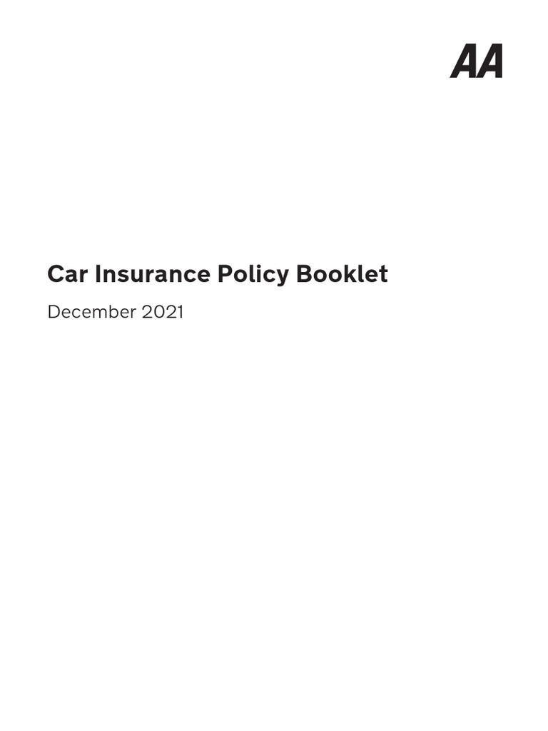 Aa Car Insurance Policy Booklet Current | PDF | Vehicle Insurance