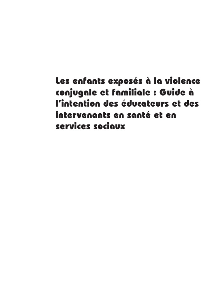 Les Enfants Exposés À La Violence Conjugale | PDF | La violence ...