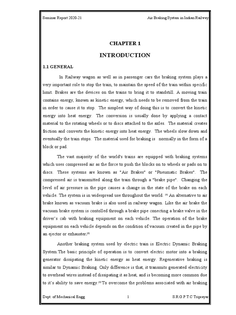 Air Braking System in Indian Railway PDF Brake Train